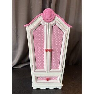 Our Generation doll furniture Pink And White Wardrobe Armoire For 18 Inch Doll